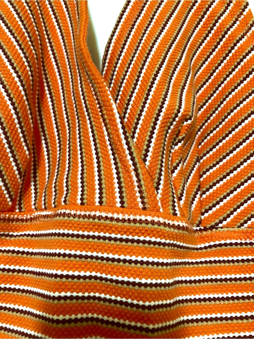 Pilcro/ Anthropologie Orange/Brown Stripe Halter Midi Dress/Slim with Stretch: S - Picture 9 of 10